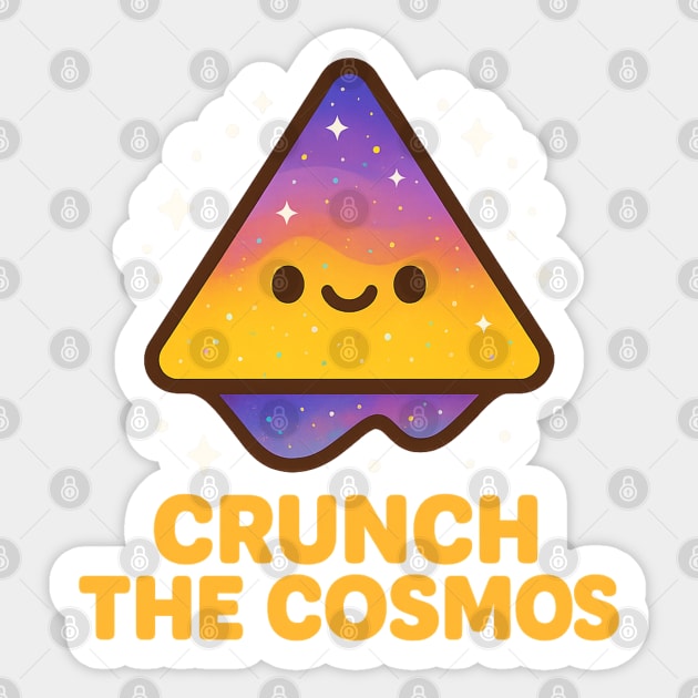 Crunch The Cosmos – Cute Space Nacho Art | Funny Cosmic Snack Tee Sticker by Anne Lee